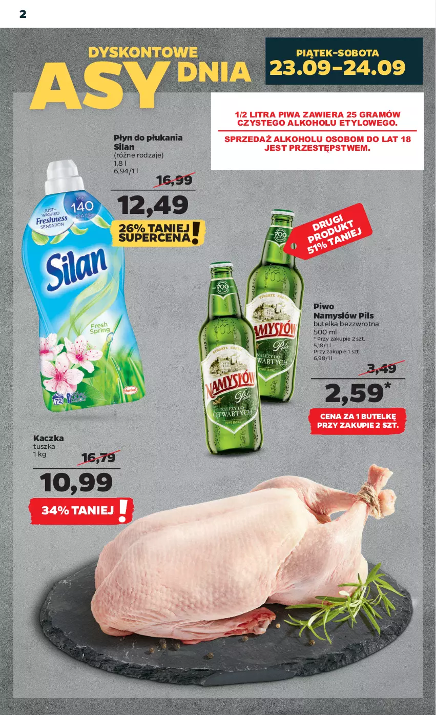 Gazetka promocyjna Netto - Artykuły spożywcze - ważna 22.09 do 28.09.2022 - strona 2 - produkty: Gra, Kaczka, Namysłów, Piwa, Piwo, Płyn do płukania, Silan, Tusz