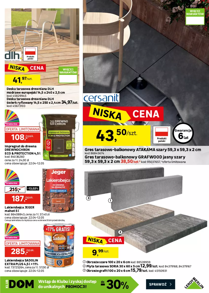 Gazetka promocyjna Leroy Merlin - Gazetka Leroy Merlin - ważna 22.04 do 19.05.2026 - strona 11 - produkty: Gala, Gra, Gres, Lakier, Płyta