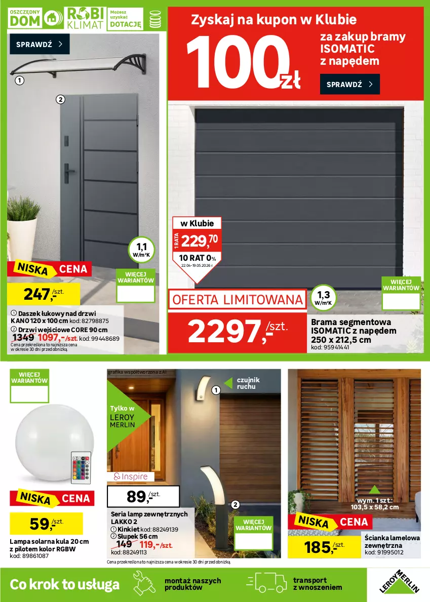 Gazetka promocyjna Leroy Merlin - Gazetka Leroy Merlin - ważna 22.04 do 19.05.2026 - strona 13 - produkty: Drzwi, Drzwi wejściowe, Gra, Grafika, Kret, Lampa, Por, Rama, Ser, Słupek, Somat, Sport, Tran