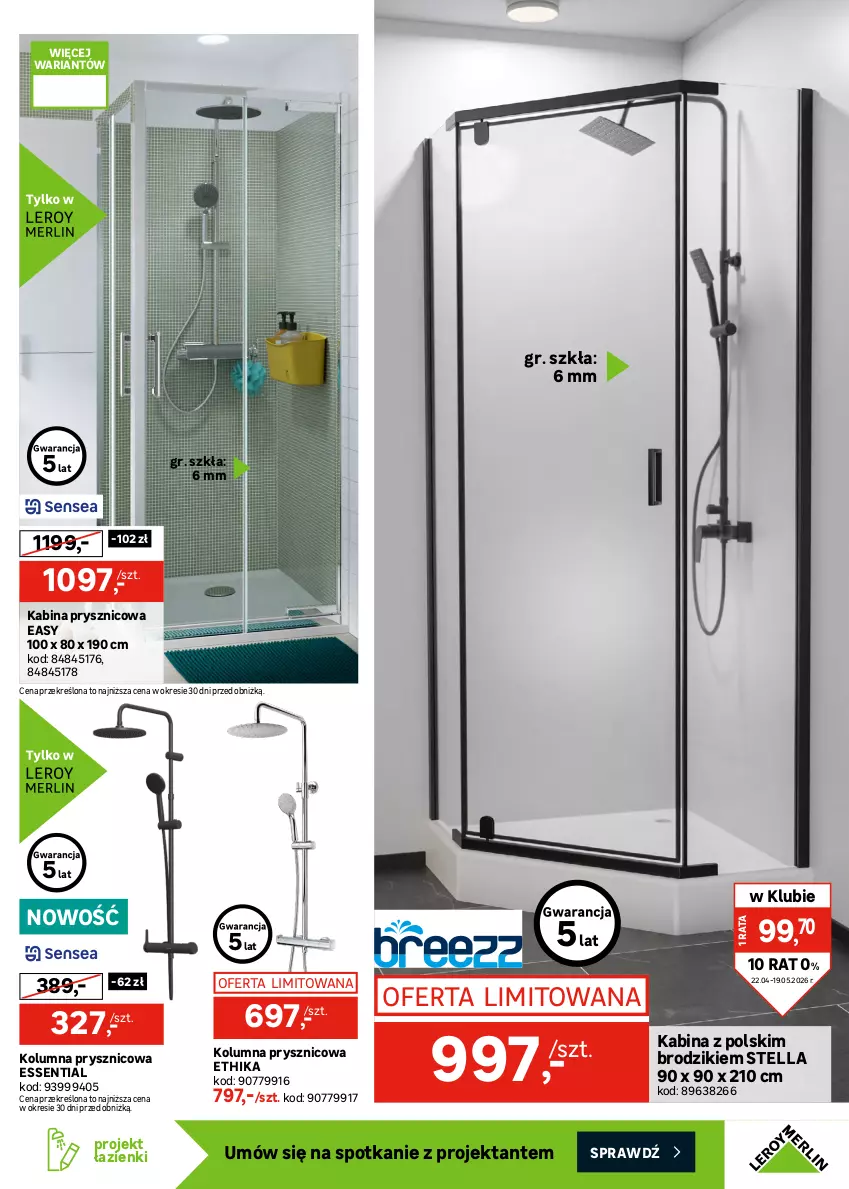 Gazetka promocyjna Leroy Merlin - Gazetka Leroy Merlin - ważna 22.04 do 19.05.2026 - strona 31 - produkty: Brodzik, Kabina prysznicowa, Lustro, Ser, Słupek, Suszarka, Szafka, Szafka pod umywalkę, Umywalka, Vileda