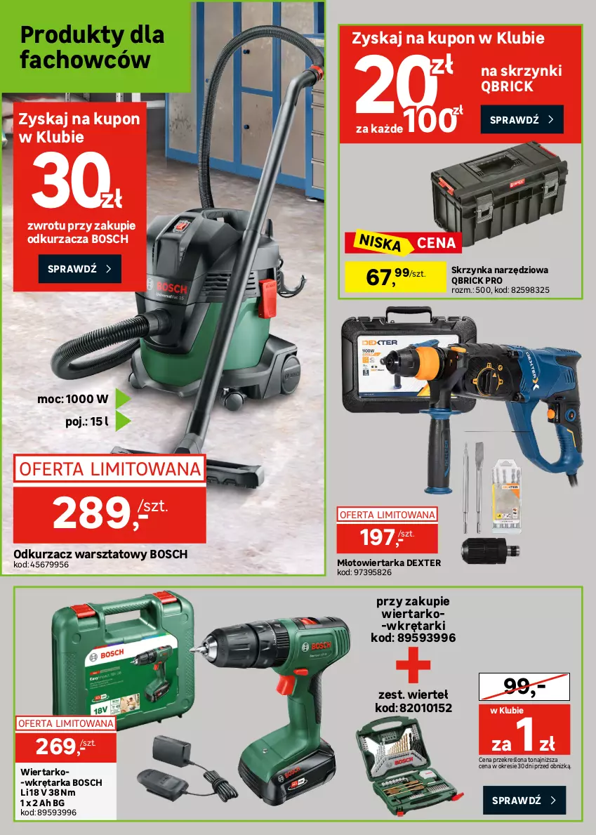 Gazetka promocyjna Leroy Merlin - Gazetka Leroy Merlin - ważna 22.04 do 19.05.2026 - strona 40 - produkty: Bluza, Bosch, Buty, Buty robocze, Fa, Kask, Kosz, Koszula, Młot, Młotowiertarka, Mop, Odkurzacz, Odkurzacz warsztatowy, Pojemnik, Półbuty, Regał, Ser, Skrzynka narzędziowa, Spodnie, T-shirt, Tarka, Vileda, Wiertarka, Wkręt, Wkrętarka