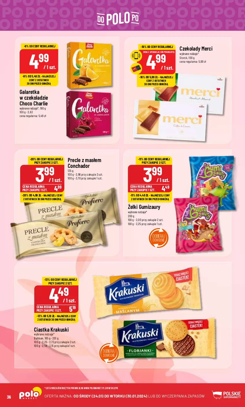 Gazetka promocyjna PoloMarket - Gazetka pomocyjna - ważna 24.01 do 30.01.2024 - strona 36 - produkty: Ciastka, Gala, Galaretka, Krakus, Krakuski, Merci, Precle