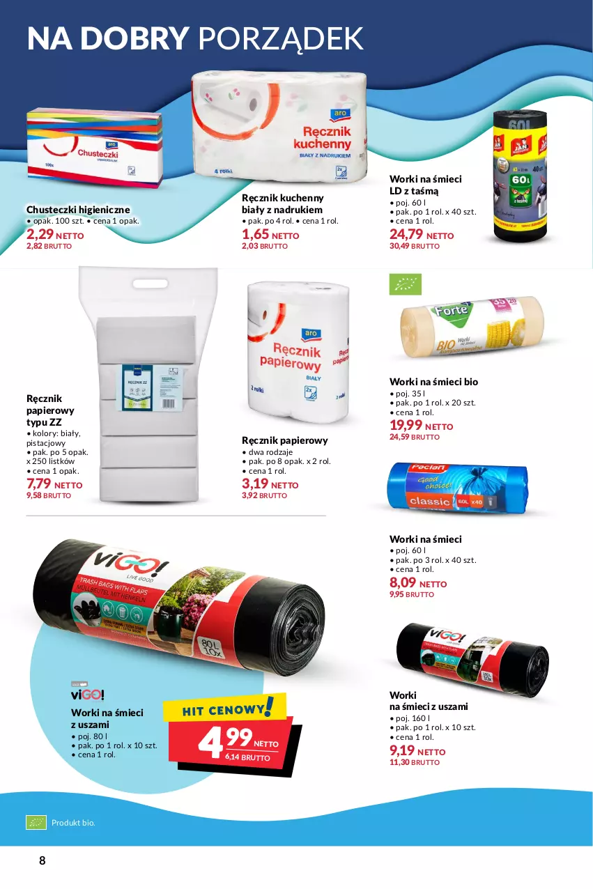 Gazetka promocyjna Makro - [Oferta specjalna] Czysto na błysk - ważna 09.08 do 22.08.2022 - strona 8 - produkty: Chusteczki, Papier, Por, Ręcznik, Ręcznik kuchenny, Worki na śmiec, Worki na śmieci