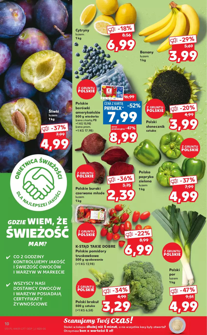 Gazetka promocyjna Kaufland - OFERTA TYGODNIA - ważna 04.08 do 10.08.2022 - strona 10 - produkty: Banany, Buraki, Cytryny, Grunt, Olej, Papryka, Pomidory, Por