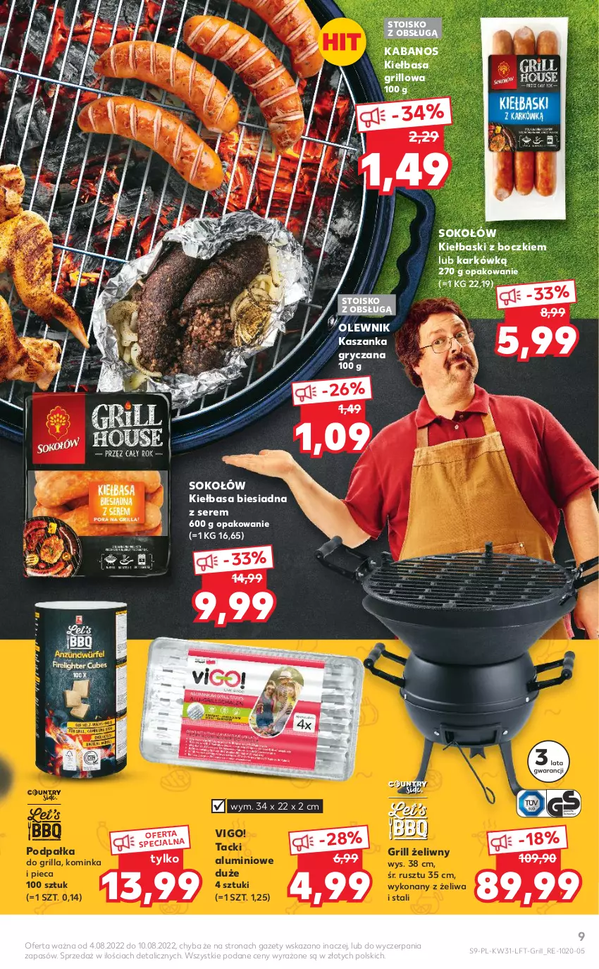 Gazetka promocyjna Kaufland - OFERTA TYGODNIA - ważna 04.08 do 10.08.2022 - strona 9 - produkty: Grill, Gry, Inka, Kabanos, Kasza, Kaszanka, Kiełbasa, Kiełbasa biesiadna, Olewnik, Piec, Ser, Sok, Sokołów