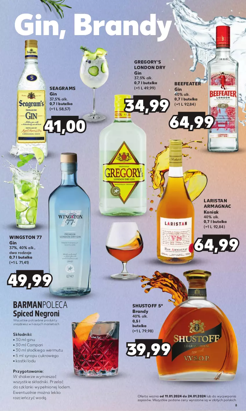 Gazetka promocyjna Kaufland - Barek Kauflandu - ważna 11.01 do 24.01.2024 - strona 8 - produkty: Brandy, Cień, Gin, Gra, Lanki, Syrop, Wingston 77