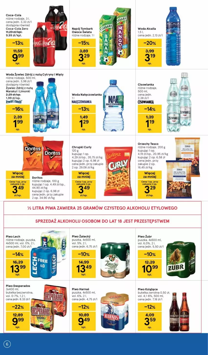 Gazetka promocyjna Tesco - Tesco gazetka - przyszły tydzień - ważna 16.09 do 22.09.2021 - strona 6 - produkty: Cisowianka, Coca-Cola, Cytryny, Desperados, Harnaś, Książęce, Napój, Owoce, Piwo, Por, Ser, Tymbark, Woda