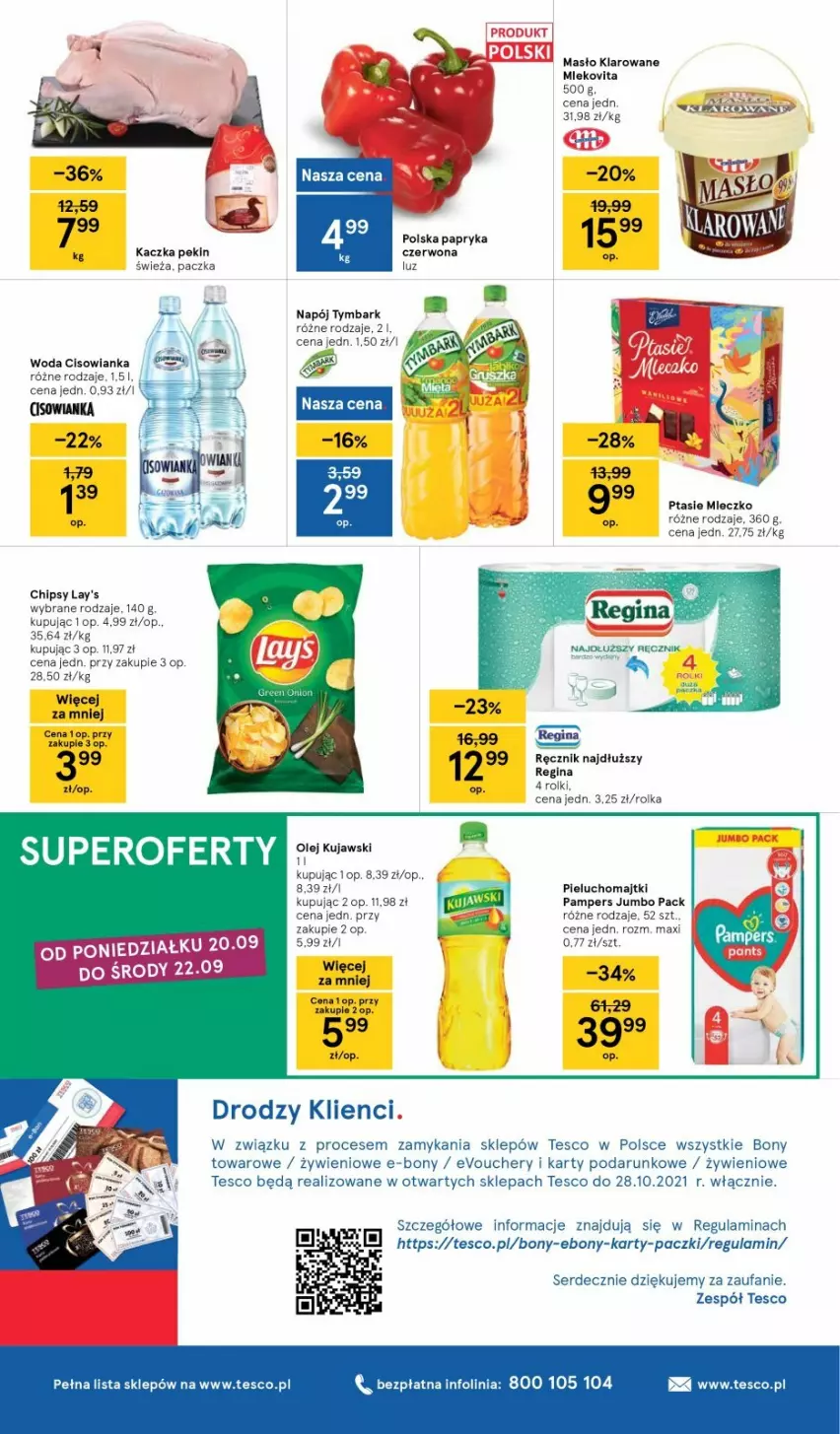 Gazetka promocyjna Tesco - Tesco gazetka - przyszły tydzień - ważna 16.09 do 22.09.2021 - strona 8 - produkty: Chipsy, Cisowianka, Fa, Gin, Majtki, Masło, Masło klarowane, Mleczko, Mleko, Mlekovita, Napój, Pampers, Pieluchomajtki, Ptasie mleczko, Ręcznik, Ser, Woda