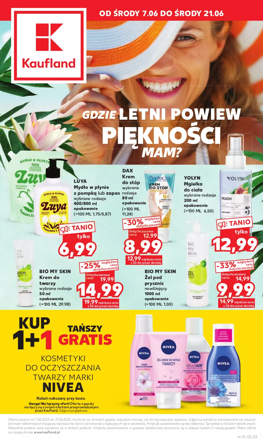 Gazetka promocyjna Kaufland - Kaufland - ważna 07.06 do 21.06.2023 - strona 1 - produkty: DAX, Gra, Krem do stóp, Krem do twarzy, Mydło, Mydło w płynie, Nivea, Waga