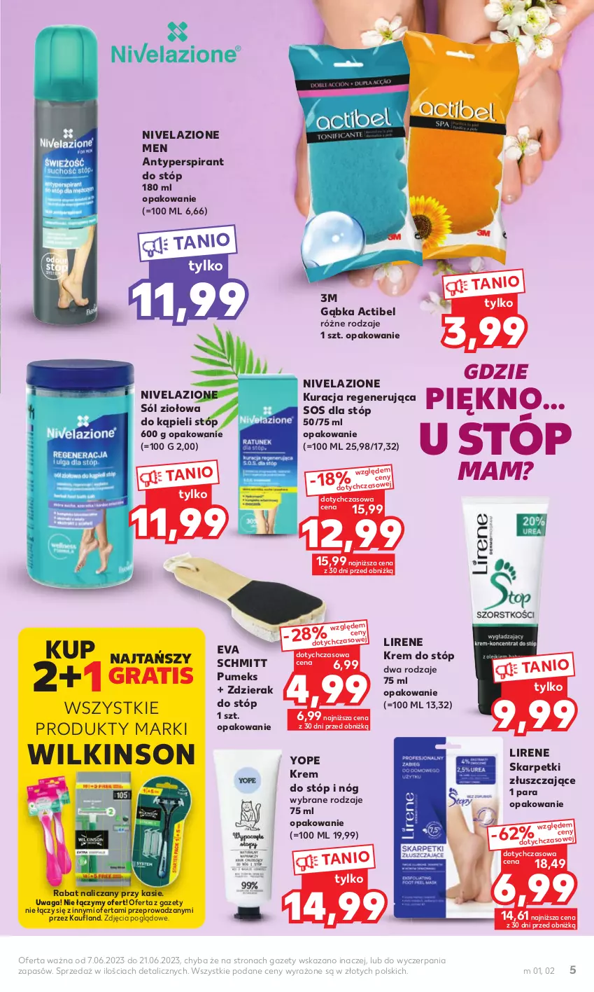 Gazetka promocyjna Kaufland - Kaufland - ważna 07.06 do 21.06.2023 - strona 5 - produkty: Antyperspirant, Antyperspirant do stóp, Gra, Karp, Krem do stóp, Lirene, Nivelazione, Pumeks, Skarpetki, Sól, Sos, Waga, Yope