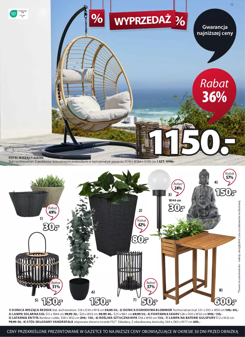 Gazetka promocyjna Jysk - Oferta tygodnia - ważna 17.05 do 20.06.2023 - strona 12 - produkty: Fa, Fotel, Lampa, Latarnia, Olej, Poduszka, Pur, Roślina sztuczna, Stół