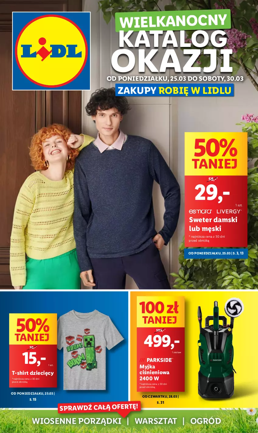 Gazetka promocyjna Lidl - GAZETKA - ważna 25.03 do 30.03.2024 - strona 1 - produkty: Dzieci, Myjka ciśnieniowa, Ogród, Por, Sweter, T-shirt