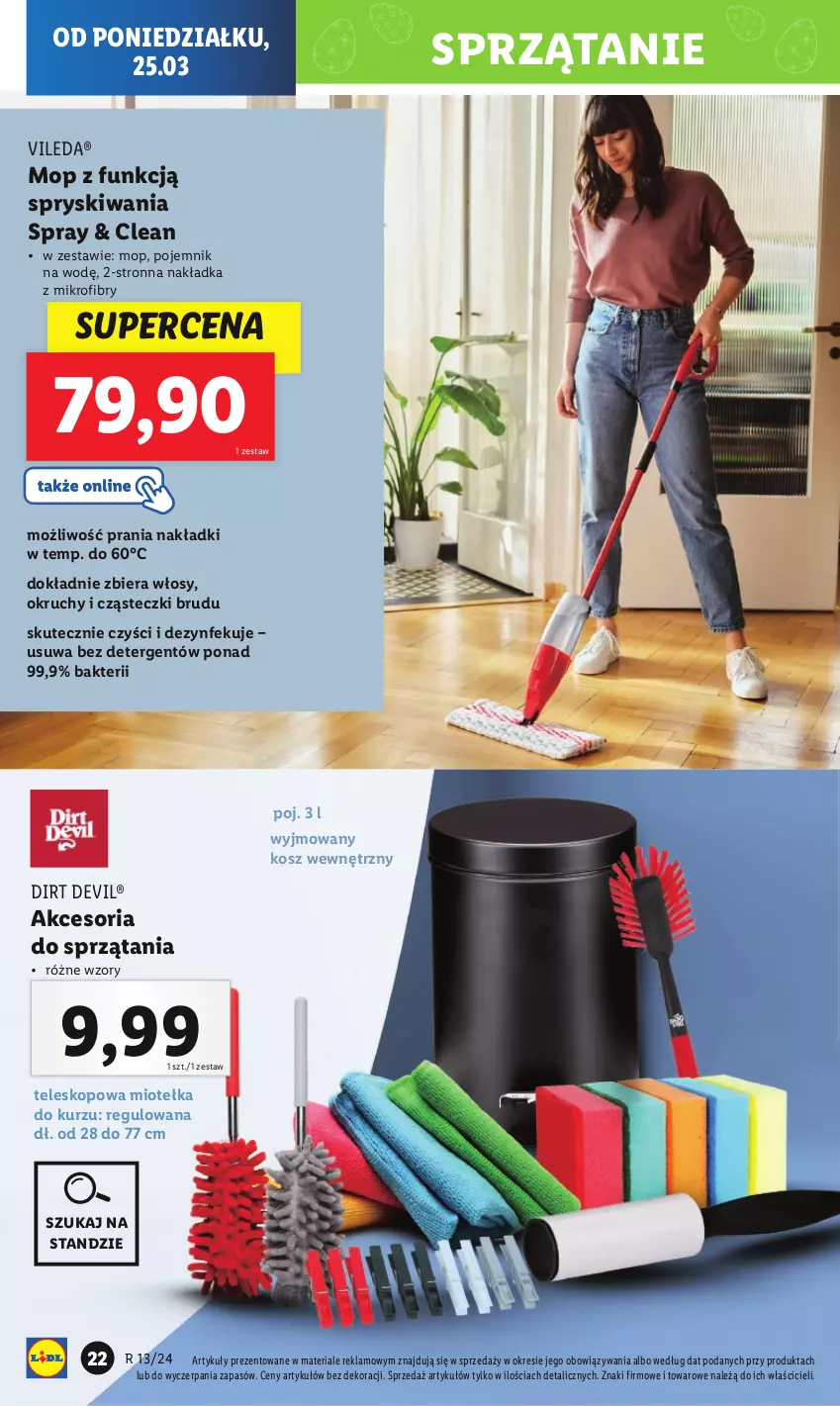 Gazetka promocyjna Lidl - GAZETKA - ważna 25.03 do 30.03.2024 - strona 34 - produkty: Kosz, Mop, Pojemnik, Sprzątanie, Teleskop, Vileda