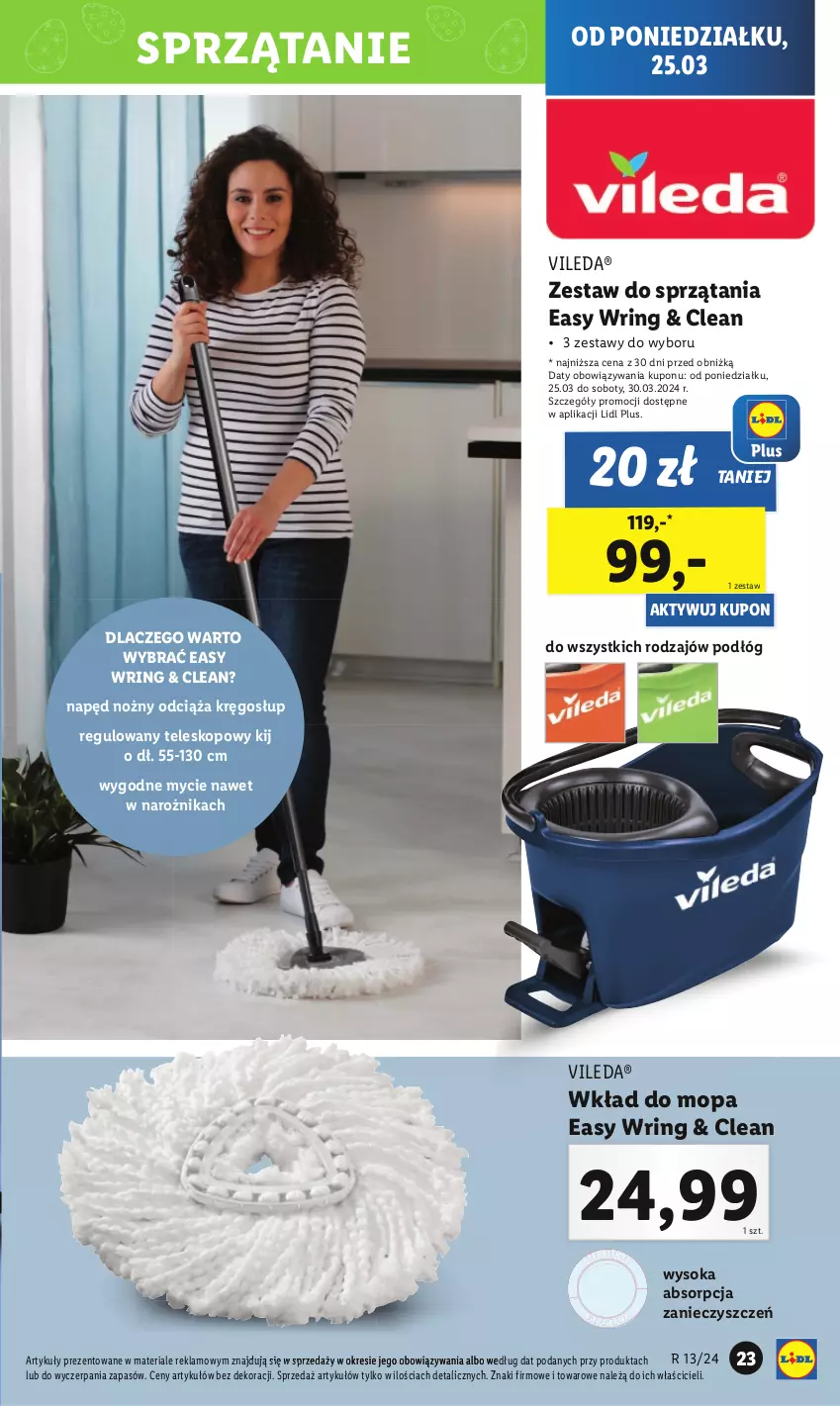 Gazetka promocyjna Lidl - GAZETKA - ważna 25.03 do 30.03.2024 - strona 35 - produkty: Fa, HP, Laur, LG, Mop, Mus, Narożnik, Noż, Por, Ser, Sok, Sprzątanie, Teleskop, Top, Vileda, Wkład do mopa