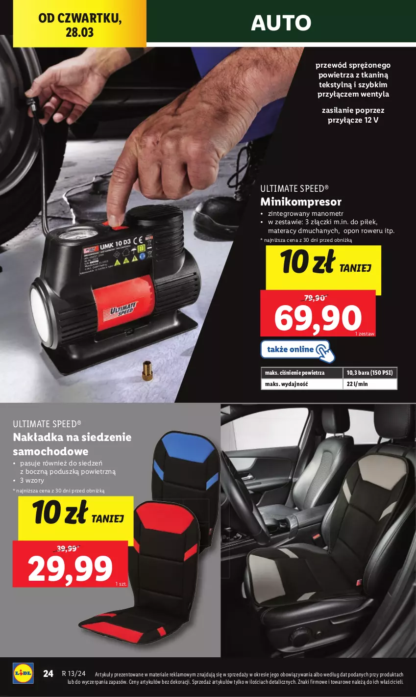 Gazetka promocyjna Lidl - GAZETKA - ważna 25.03 do 30.03.2024 - strona 36 - produkty: Kompresor, Materac, Nakładka na siedzenie, Przewód, Rower, Silan, Tera