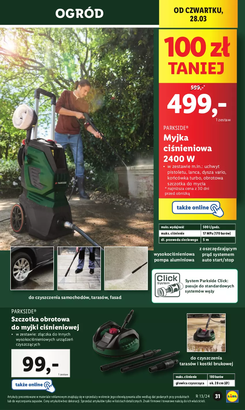 Gazetka promocyjna Lidl - GAZETKA - ważna 25.03 do 30.03.2024 - strona 43 - produkty: Fa, Koc, Myjka ciśnieniowa, Ogród, Parkside, Pistolet, Sok, Szczotka, Top