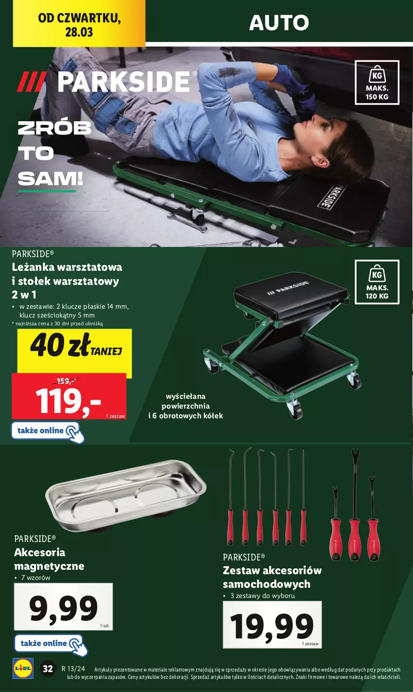 Gazetka promocyjna Lidl - GAZETKA - ważna 25.03 do 30.03.2024 - strona 44 - produkty: Klucze płaskie, Leżanka, Parkside, Stołek