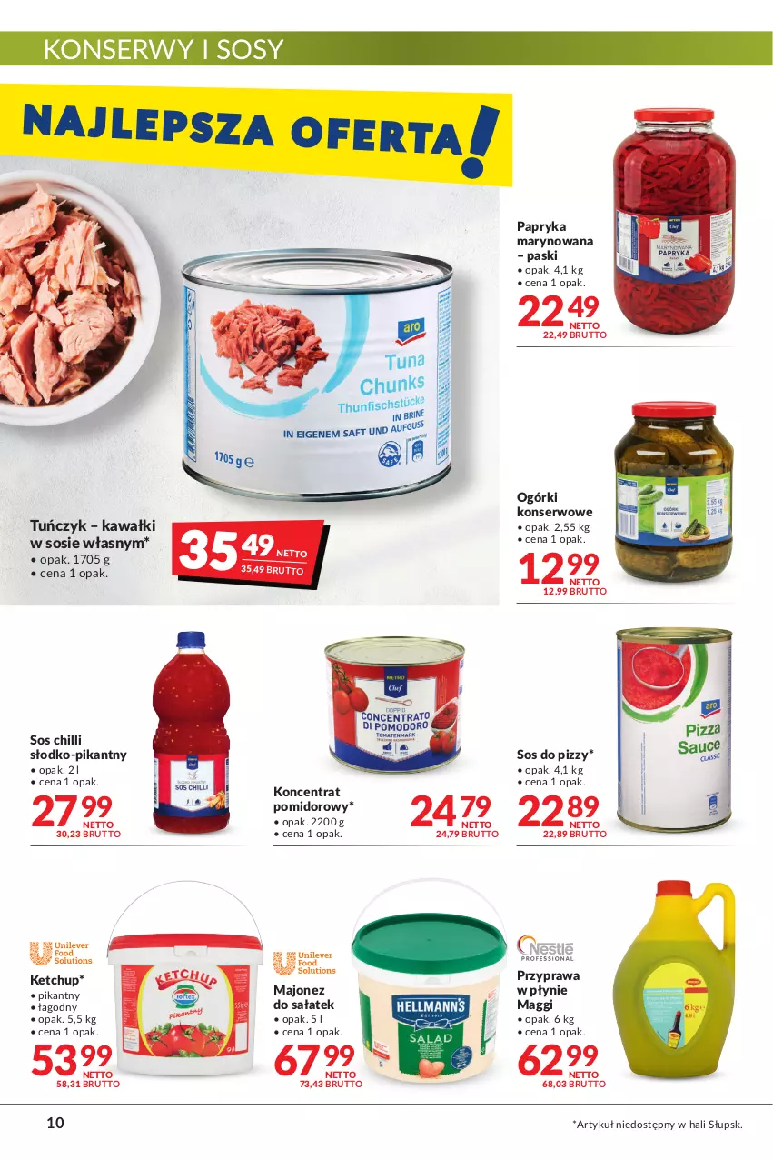 Gazetka promocyjna Makro - [Oferta promocyjna] Artykuły spożywcze i przemysłowe - ważna 23.08 do 05.09.2022 - strona 10 - produkty: Kawa, Ketchup, Koncentrat pomidorowy, Maggi, Majonez, Ogórki konserwowe, Papryka, Papryka marynowana, Przyprawa w płynie, Sałat, Ser, Sos, Sos chilli, Sos do pizzy, Tuńczyk