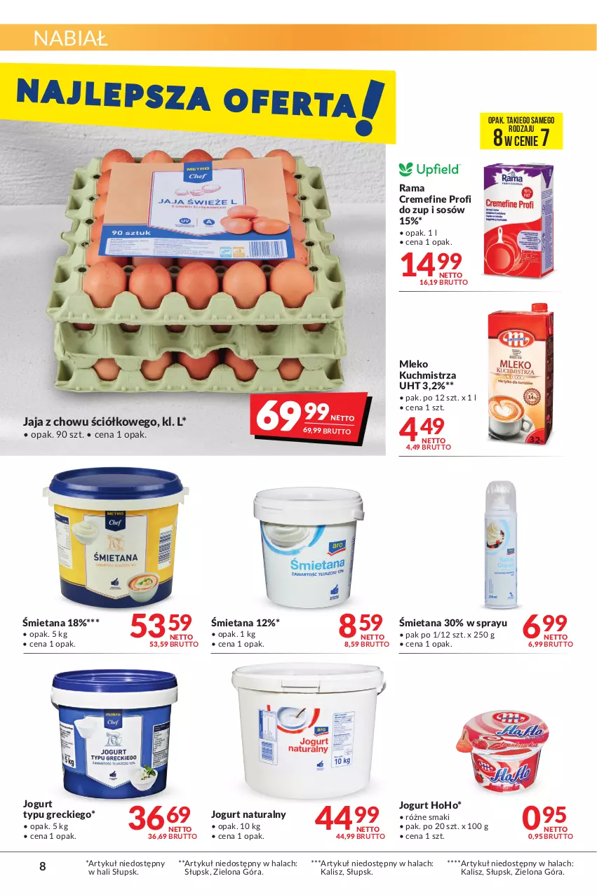 Gazetka promocyjna Makro - [Oferta promocyjna] Artykuły spożywcze i przemysłowe - ważna 23.08 do 05.09.2022 - strona 8 - produkty: Jaja, Jogurt, Jogurt naturalny, Mleko, Rama, Sos