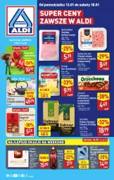 Gazetka promocyjna Aldi - Pełna oferta - Gazetka - ważna od 18.01 do 18.01.2025 - strona 1 - produkty: Sajgonki, Mięso mielone z szynki, Mięso mielone, Ser, Papryka czerwona, Czajnik, Papryka, Mięsne specjały, Dallmayr, Kawa, Coca-Cola, Szynka konserwowa, Szynka, Czekolada mleczna, Czekolada, Płyn do spryskiwaczy, Merci, Mięso