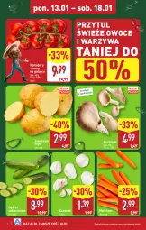 Gazetka promocyjna Aldi - Pełna oferta - Gazetka - ważna od 18.01 do 18.01.2025 - strona 2 - produkty: Warzywa, Czosnek, Ziemniaki, Owoce, Pomidory, Boczniak