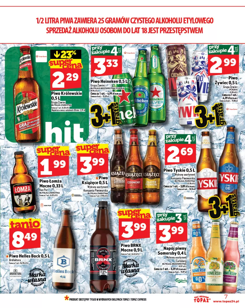 Gazetka promocyjna Topaz - Gazetka - ważna 19.06 do 25.06.2025 - strona 7 - produkty: Carlsberg, Fa, Heineken, Książęce, Piwo, Pur, Somersby, Top