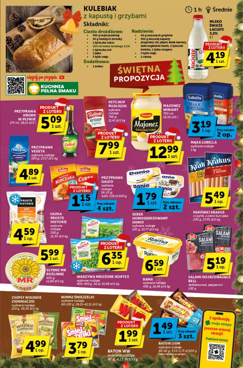 Gazetka promocyjna ABC - ważna 30.11 do 12.12.2023 - strona 3 - produkty: Baton, Bell, Chipsy, Danio, EPEE, Hortex, Ketchup, Krakus, Lion, Nimm2, Parówki, Pudliszki, Salami, Ser, Serek, Warzywa