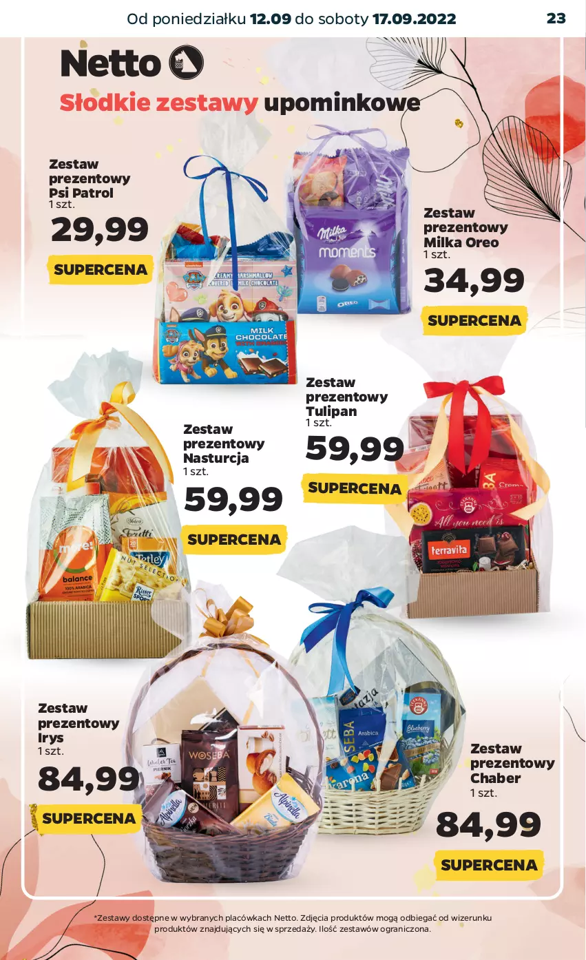 Gazetka promocyjna Netto - Artykuły spożywcze - ważna 19.09 do 24.09.2022 - strona 23 - produkty: Gra, Milka, Oreo, Psi Patrol, Tulipan, Zestaw prezentowy