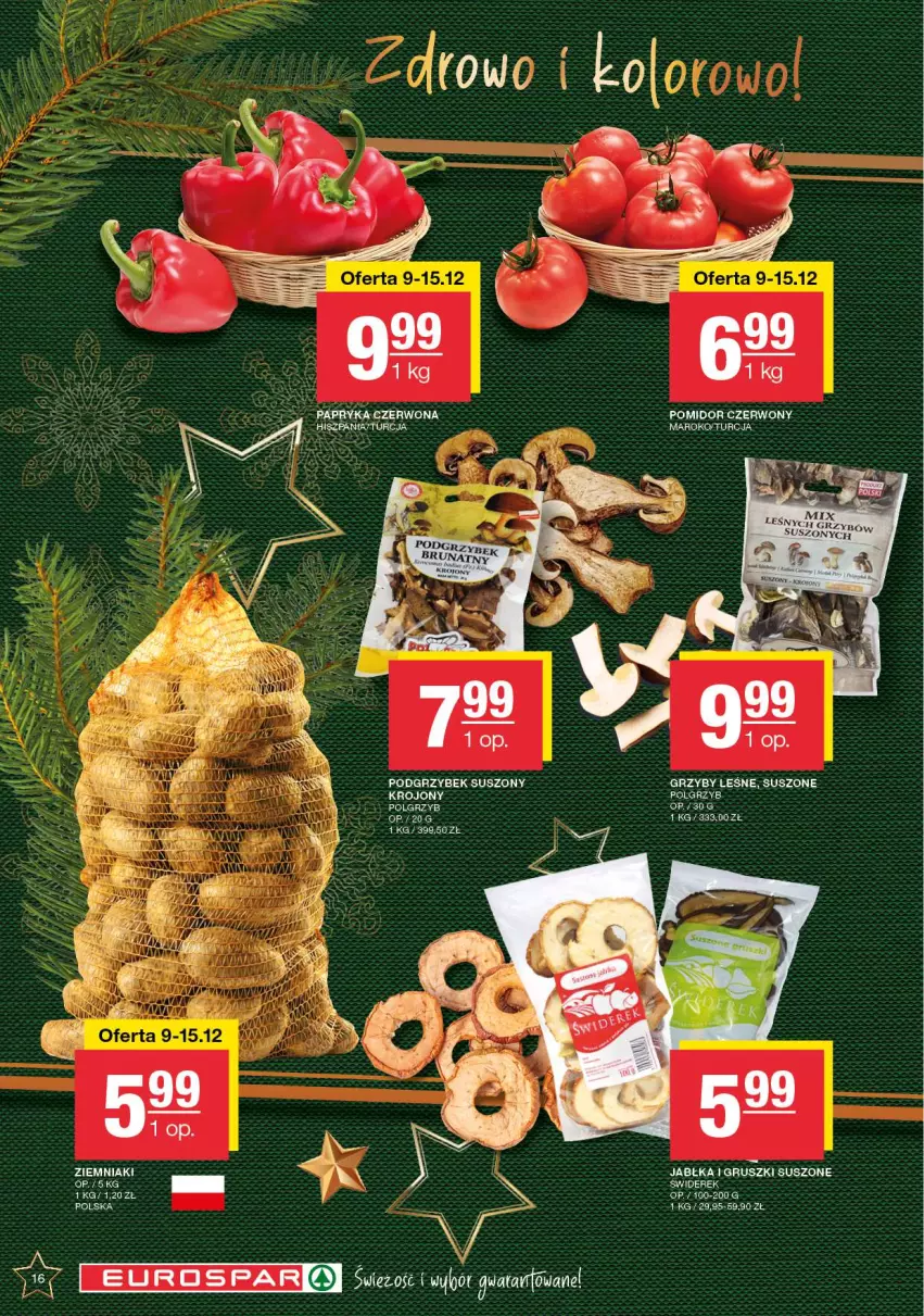 Gazetka promocyjna Spar - EuroSpar - ważna 09.12 do 19.12.2024 - strona 16 - produkty: Gruszki, Grzyby, Jabłka, Jaja, LG, Papryka, Papryka czerwona, Ziemniaki