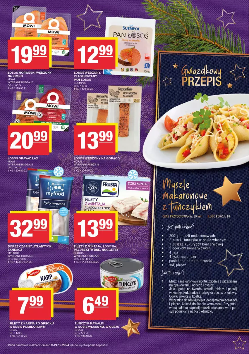 Gazetka promocyjna Spar - EuroSpar - ważna 09.12 do 19.12.2024 - strona 5 - produkty: Dorsz, Gra, Jaja, Karp, Kawa, Majonez, Makaron, Mintaj, Mus, Paluszki rybne, Pieprz, Por, Sałat, Ser, Sól, Sos, Suempol, Tuńczyk