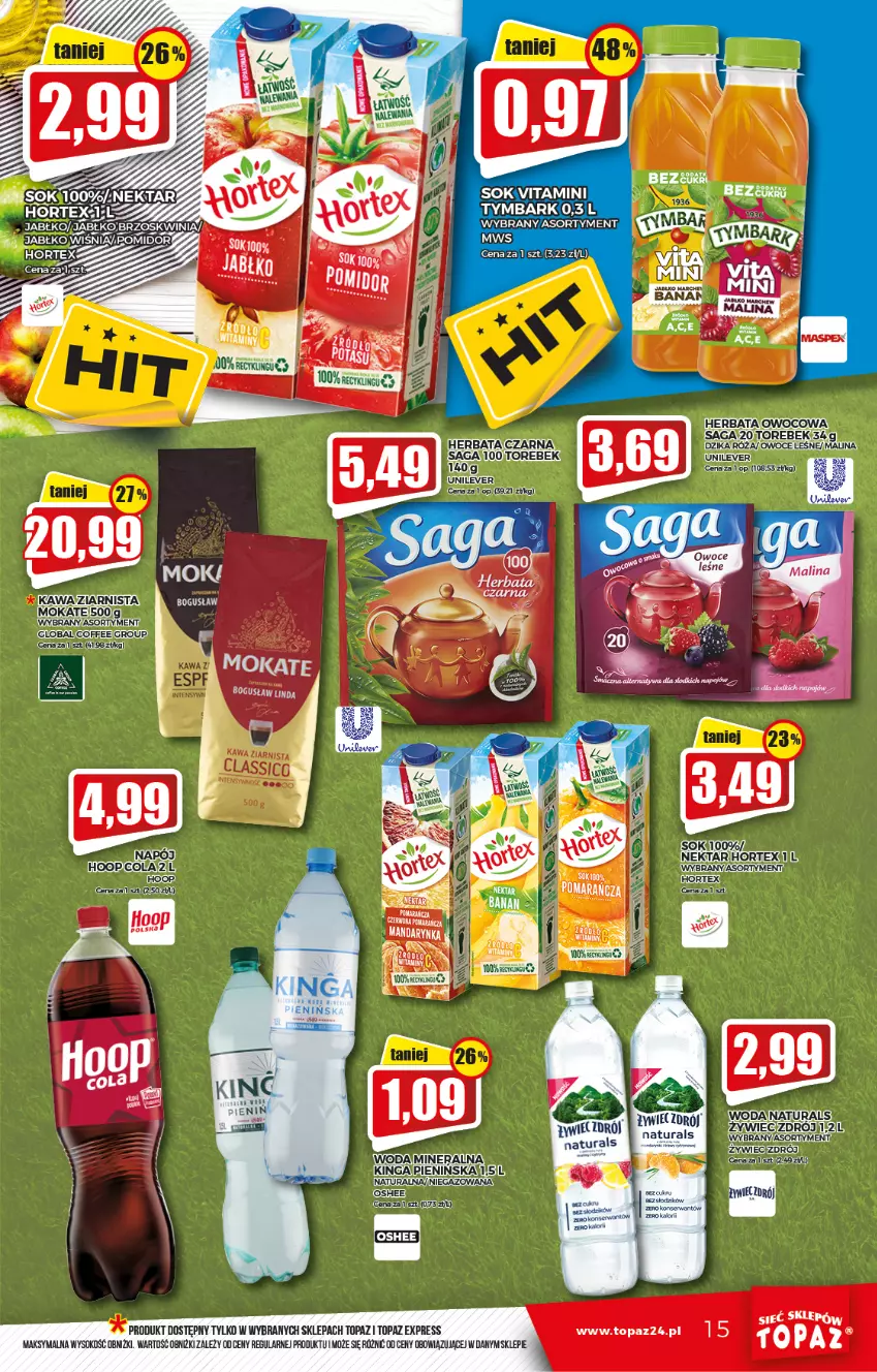 Gazetka promocyjna Topaz - Gazetka - ważna 24.02 do 02.03.2022 - strona 15 - produkty: Dzika róża, Herbata, Herbata czarna, Owoce, Róża, Saga, Sok, Top