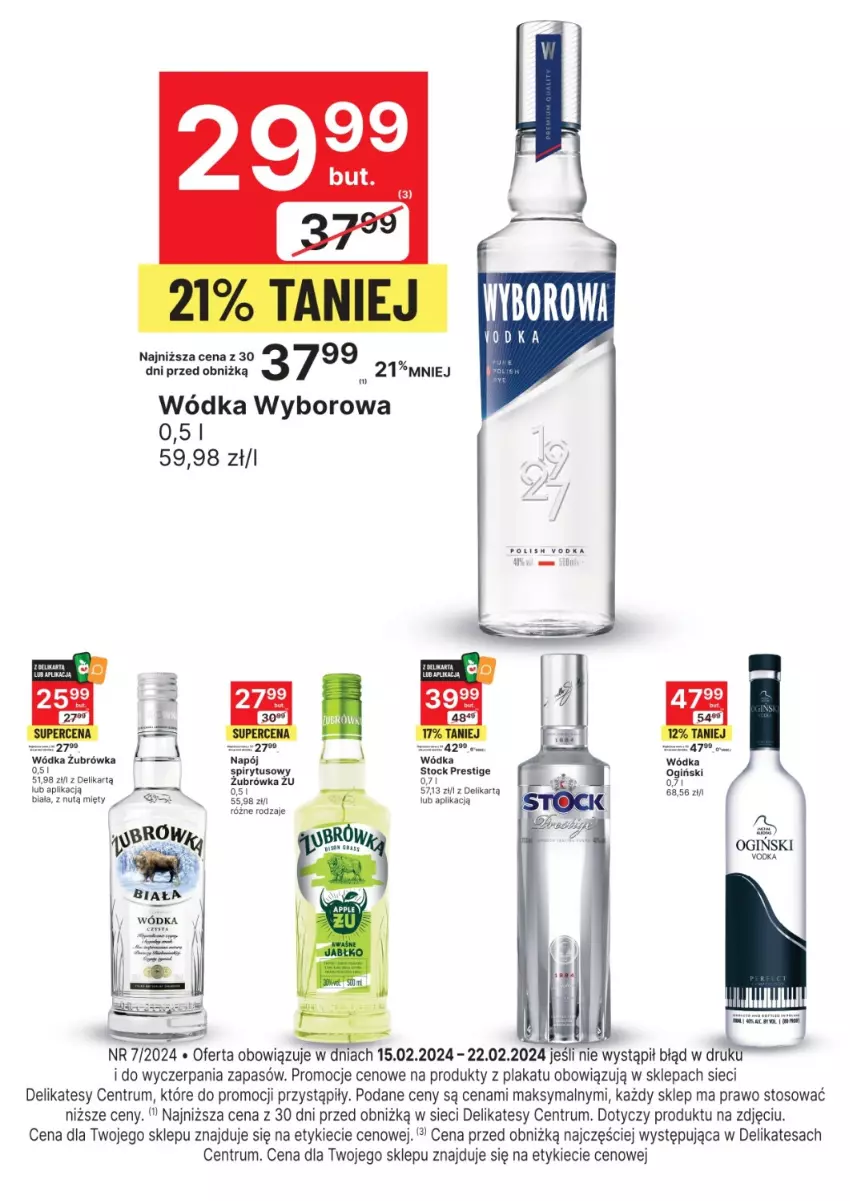 Gazetka promocyjna Delikatesy Centrum - Folder alkoholowy DC07 - ważna 15.02 do 22.02.2024 - strona 1 - produkty: Gin, LG, Napój, Rum, Stock, Wódka, Wyborowa