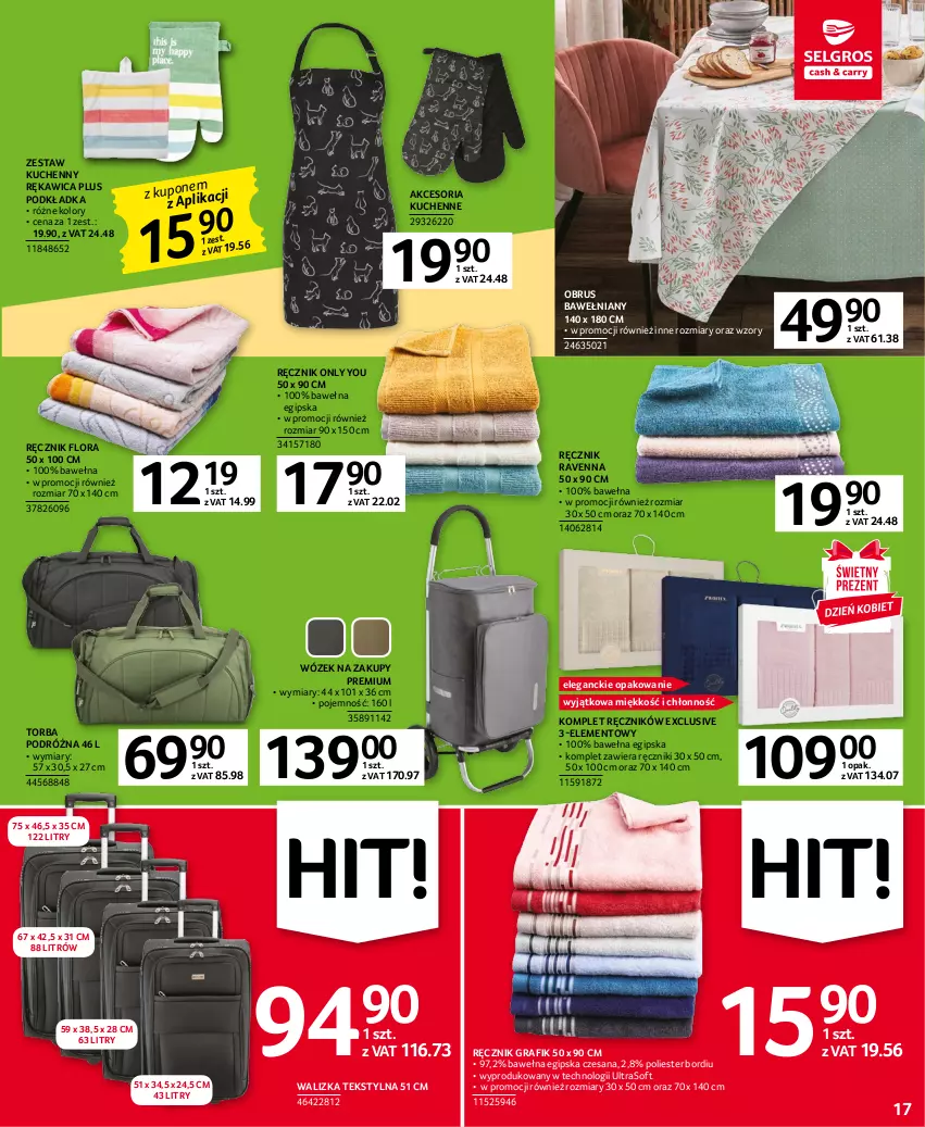 Gazetka promocyjna Selgros - Oferta przemysłowa - ważna 02.03 do 15.03.2023 - strona 17 - produkty: Flora, Gra, Obrus, Podkład, Podkładka, Ręcznik, Torba, Walizka, Wełna, Wózek, Wózek na zakupy