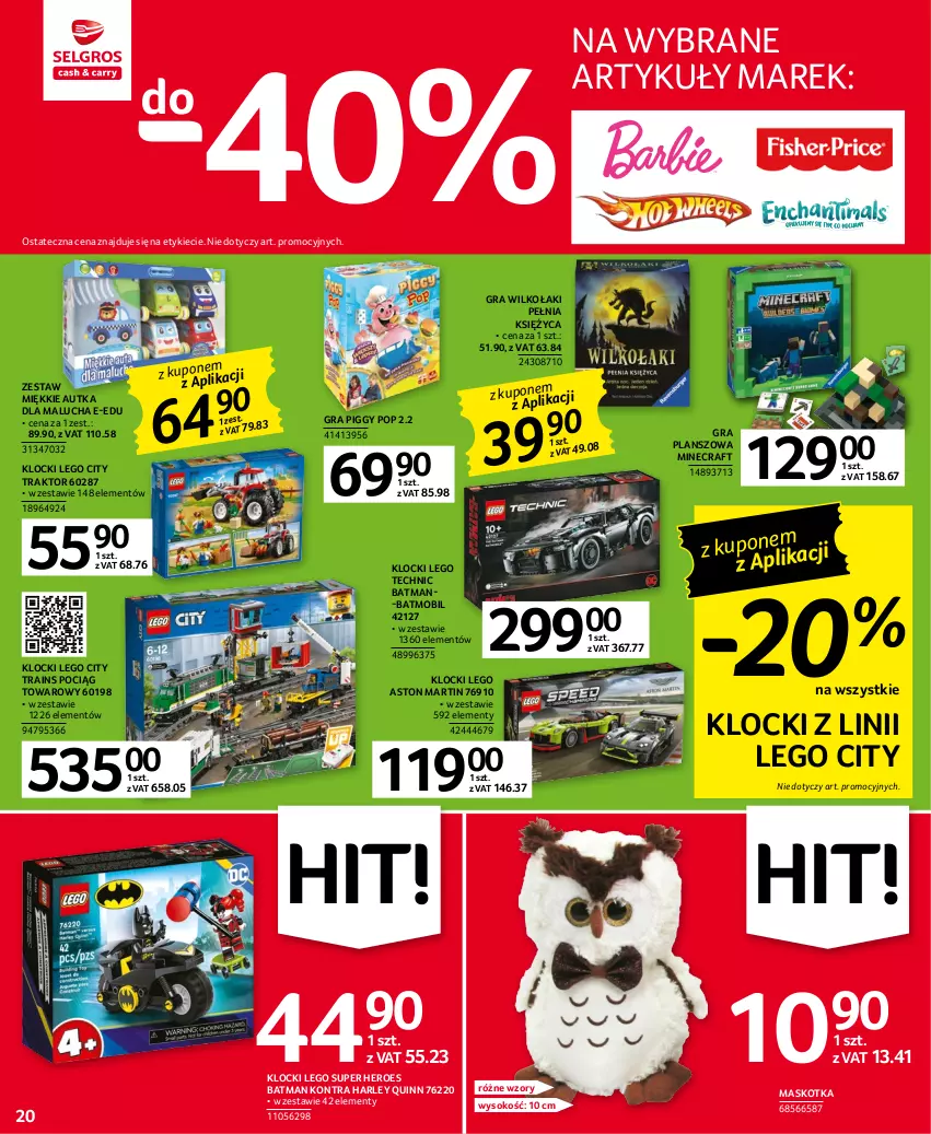 Gazetka promocyjna Selgros - Oferta przemysłowa - ważna 02.03 do 15.03.2023 - strona 20 - produkty: Gra, Klocki, LEGO, LEGO City, LEGO Technic, Minecraft, Mobil, Pociąg, Sok, Traktor