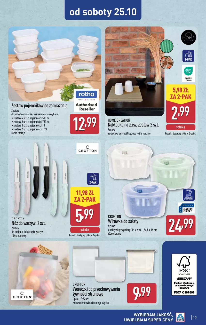 Gazetka promocyjna Aldi - Artykuły przemysłowe i tekstylia - ważna 22.10 do 25.10.2025 - strona 13 - produkty: Pojemnik, Sałat, Zlew