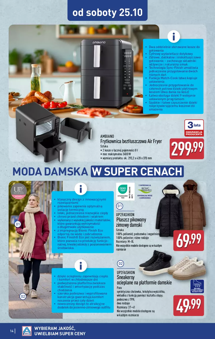 Gazetka promocyjna Aldi - Artykuły przemysłowe i tekstylia - ważna 22.10 do 25.10.2025 - strona 14 - produkty: Fa, Finish, Gra, Kosz, Moda, Płaszcz, Por, Sneakersy, Sok, Top