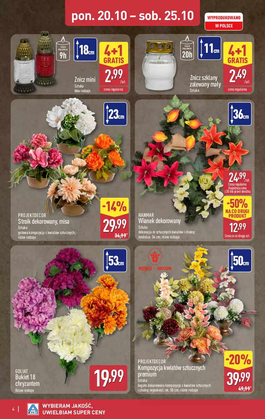 Gazetka promocyjna Aldi - Artykuły przemysłowe i tekstylia - ważna 22.10 do 25.10.2025 - strona 4 - produkty: Bukiet, Gra, Sok, Znicz