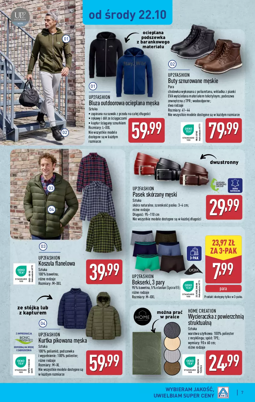 Gazetka promocyjna Aldi - Artykuły przemysłowe i tekstylia - ważna 22.10 do 25.10.2025 - strona 7 - produkty: Bluza, Bokserki, Buty, Fa, Kosz, Koszula, Kurtka, LANA, Pasek, Por, Ser, Wełna, Wycieraczka