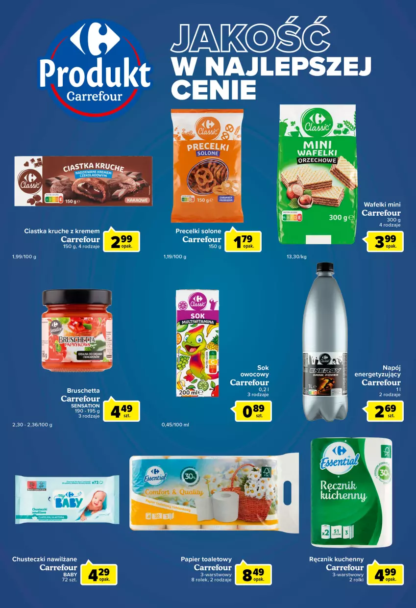 Gazetka promocyjna Carrefour - Gazetka Express - ważna 05.07 do 11.07.2022 - strona 4 - produkty: Chusteczki, Ciastka, Papier, Papier toaletowy, Precelki, Ręcznik, Ręcznik kuchenny, Sati