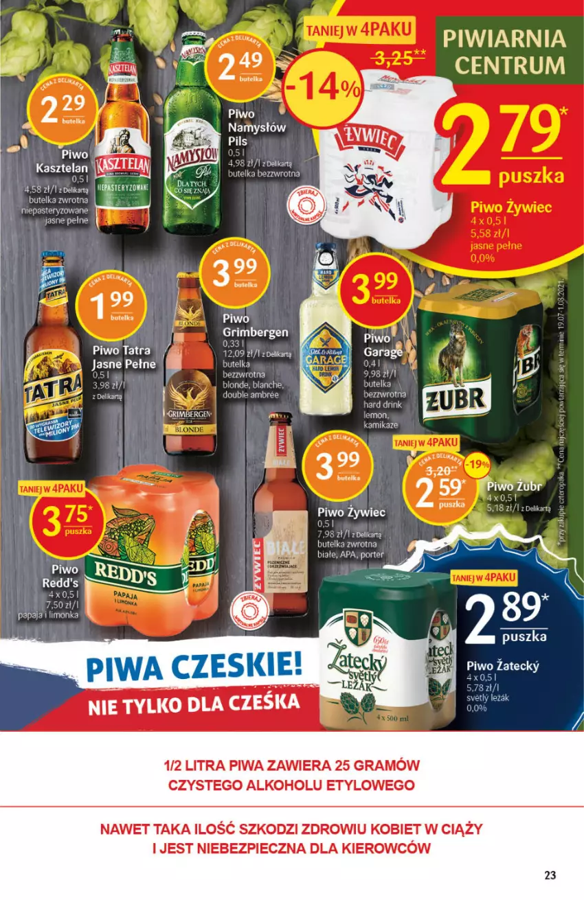 Gazetka promocyjna Delikatesy Centrum - Gazetka Delikatesy Centrum - ważna 23.09 do 29.09.2021 - strona 23 - produkty: Gra, Kasztelan, Limonka, Namysłów, Papaja, Piec, Piwa, Piwo, Por, Redd's, Rum, Tatra