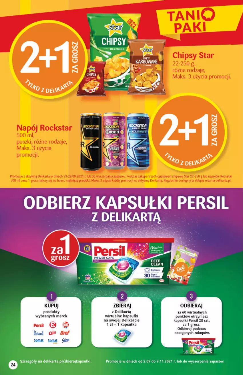 Gazetka promocyjna Delikatesy Centrum - Gazetka Delikatesy Centrum - ważna 23.09 do 29.09.2021 - strona 24 - produkty: Bref, Chipsy, Persil, Silan