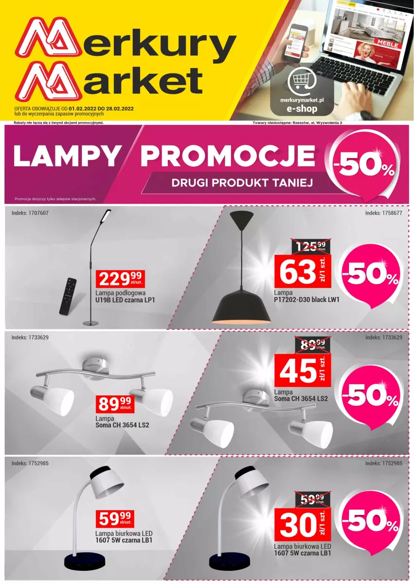 Gazetka promocyjna Merkury Market - ważna 01.02 do 28.02.2022 - strona 1 - produkty: Biurko, Lampa, Lampa biurkowa, Lampa podłogowa