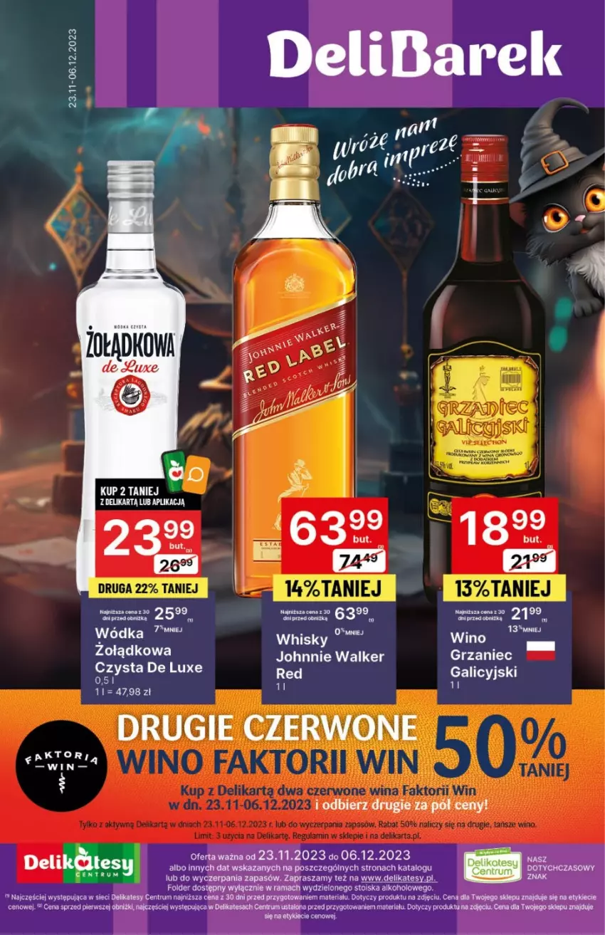 Gazetka promocyjna Delikatesy Centrum - DeliBarek DC46/DC47 - ważna 23.11 do 06.12.2023 - strona 1 - produkty: Johnnie Walker, Rama, Rum, Wódka