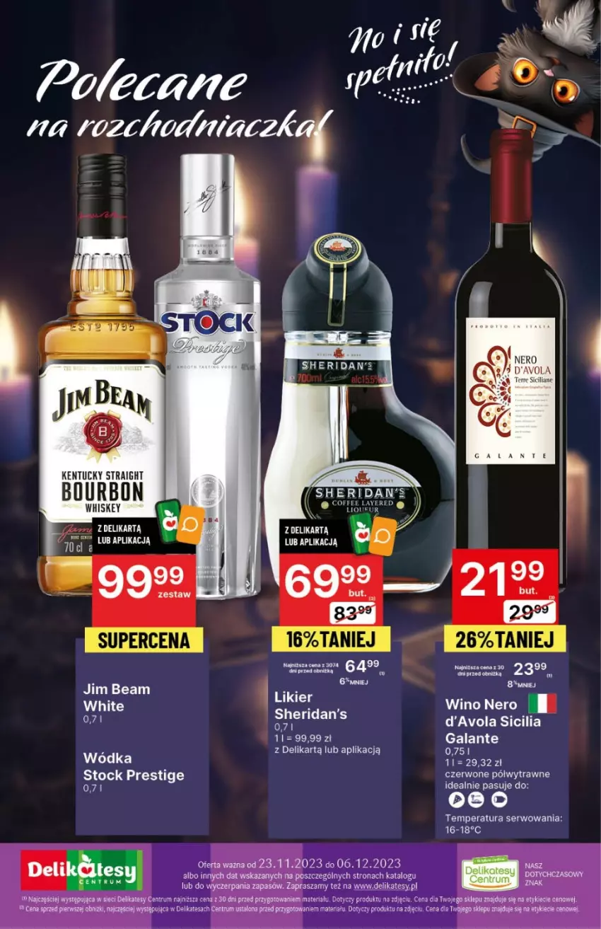 Gazetka promocyjna Delikatesy Centrum - DeliBarek DC46/DC47 - ważna 23.11 do 06.12.2023 - strona 28 - produkty: Gala, Jim Beam, Rum, Ser, Sheridan's, Stock, Whiskey, Wino, Wódka