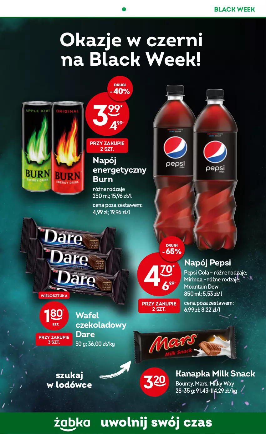 Gazetka promocyjna Żabka - ważna 30.11 do 06.12.2022 - strona 3 - produkty: Bounty, Lack, Mars, Milky Way, Mirinda, Napój, Napój energetyczny, Pepsi