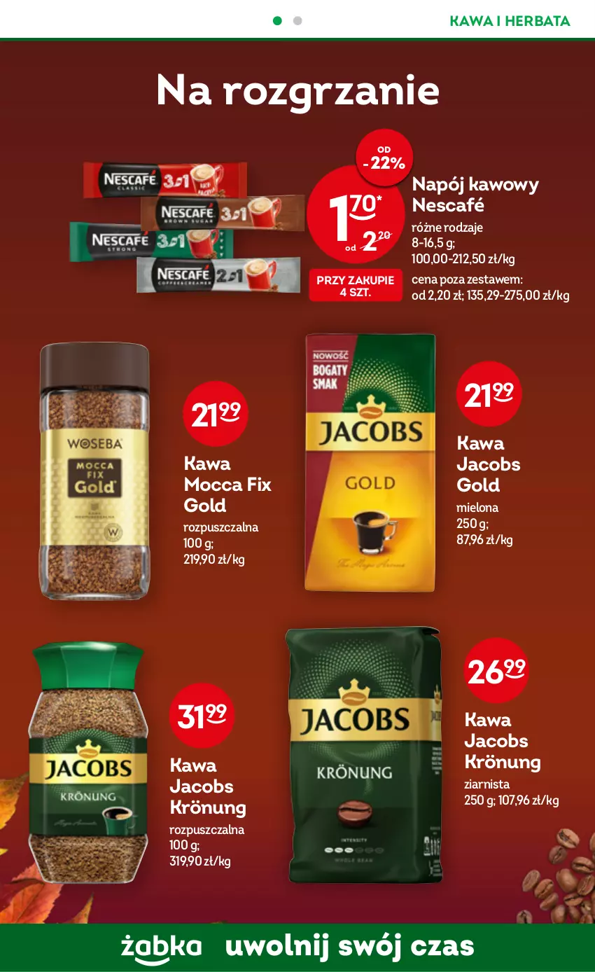 Gazetka promocyjna Żabka - ważna 30.11 do 06.12.2022 - strona 42 - produkty: Herbata, Jacobs, Jacobs Krönung, Kawa, Mocca Fix Gold, Napój, Nescafé