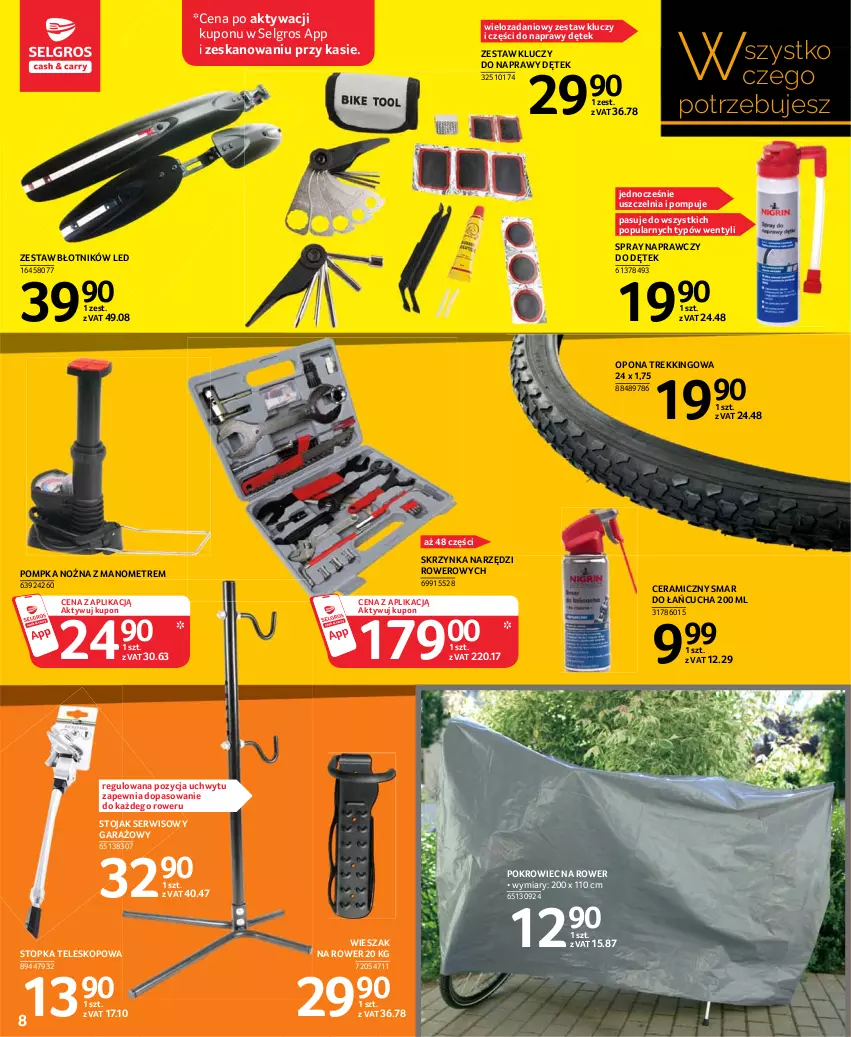 Gazetka promocyjna Selgros - Katalog Rowery - ważna 25.03 do 05.04.2021 - strona 8 - produkty: Danio, Garaż, LG, Noż, Pokrowiec, Pompka, Rower, Ser, Stojak, Teleskop, Top, Wieszak, Zestaw kluczy