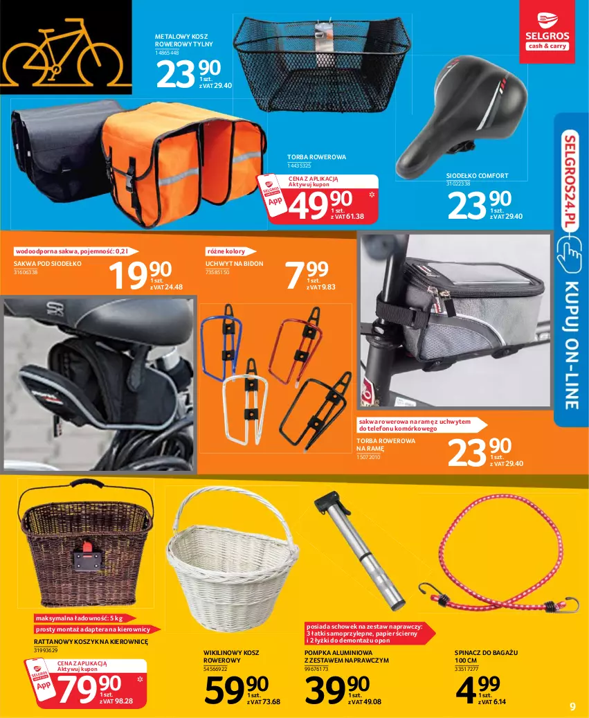 Gazetka promocyjna Selgros - Katalog Rowery - ważna 25.03 do 05.04.2021 - strona 9 - produkty: Kosz, Kosz rowerowy, Mop, O Bag, Papier, Papier ścierny, Pompka, Por, Rower, Telefon, Tera, Torba