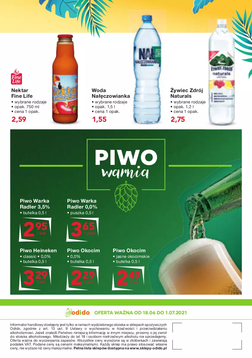 Gazetka promocyjna Odido - Gotowi NA LATO! - ważna 18.06 do 01.07.2021 - strona 4 - produkty: Heineken, Koc, Nałęczowianka, Nektar, Okocim, Piwo, Radler, Rama, Warka, Woda