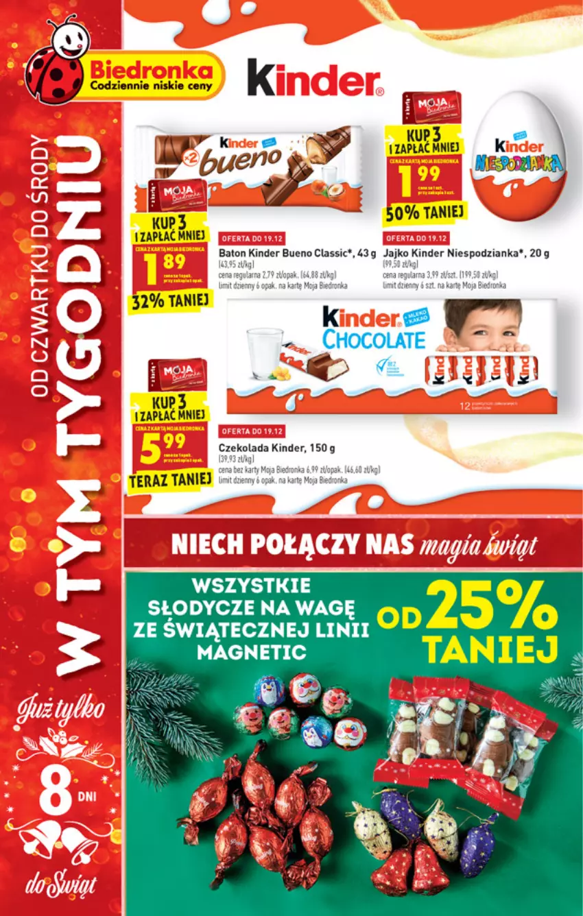 Gazetka promocyjna Biedronka - Wigilia - ważna 16.12 do 22.12.2021 - strona 23 - produkty: Baton, Dron, Kinder, Kinder Bueno, Tera